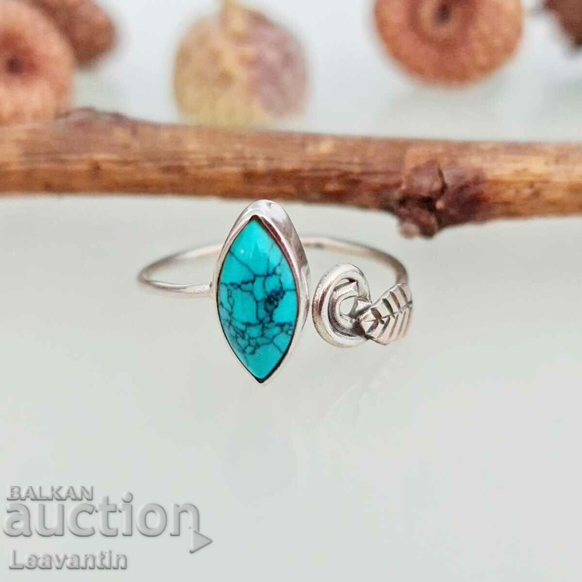 5101 Adjustable Silver Ring with Turquoise