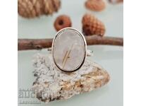 5111 Silver Ring with Rutile Quartz/ Hair of Venus