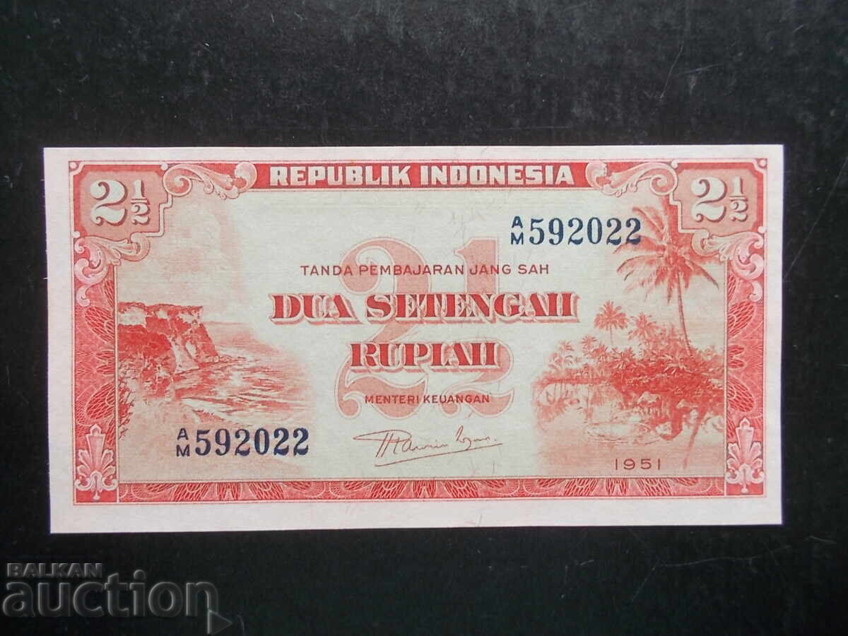 INDONESIA , 2 1/2 Rupees , 1951 , UNC INDONESIA , 2 1/2 Rupees , 1951 , UNC