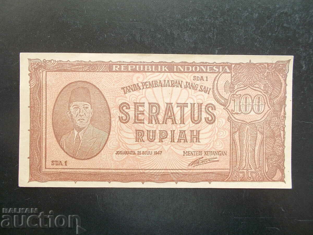 INDONESIA , 100 rupiah , 1947 , UNC- INDONESIA , 100 rupiah , 1947 , UNC-