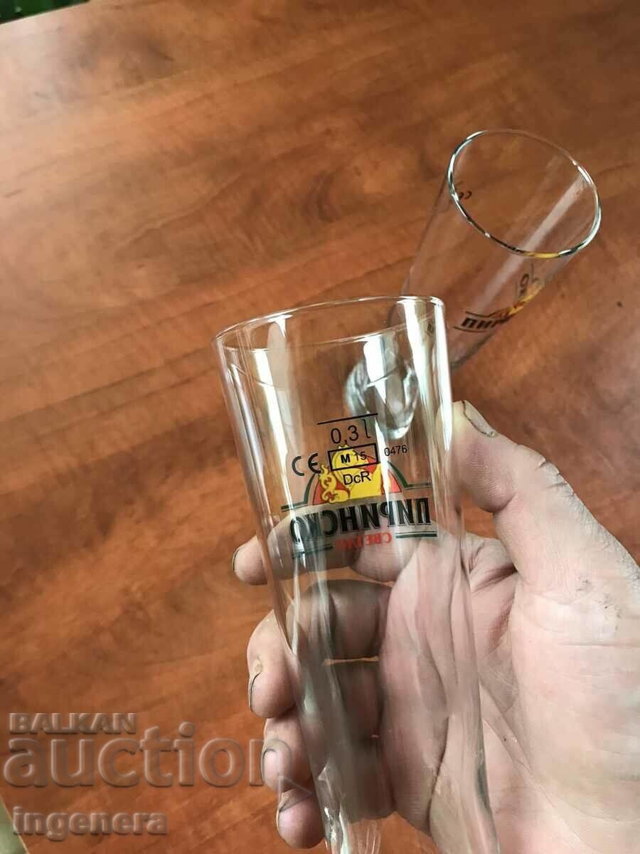 GLASS BEER MUG ADVERTISING GLASS-2 PCS - 6 GLASS BEER MUG ADVERTISING GLASS-2 PCS - 6