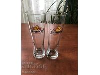 GLASS BEER MUG ADVERTISING GLASS-2 PCS