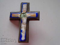 very rare cross, enamel, porcelain 8.3/6.3 cm.