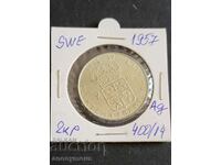 Silver coin 2 kroner Sweden 1957