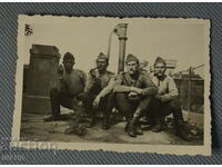 Old Military Photo group of soldiers in uniform smoking pipes