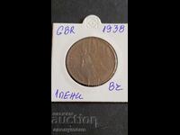 Moneda de bronz 1938 1 pence Marea Britanie