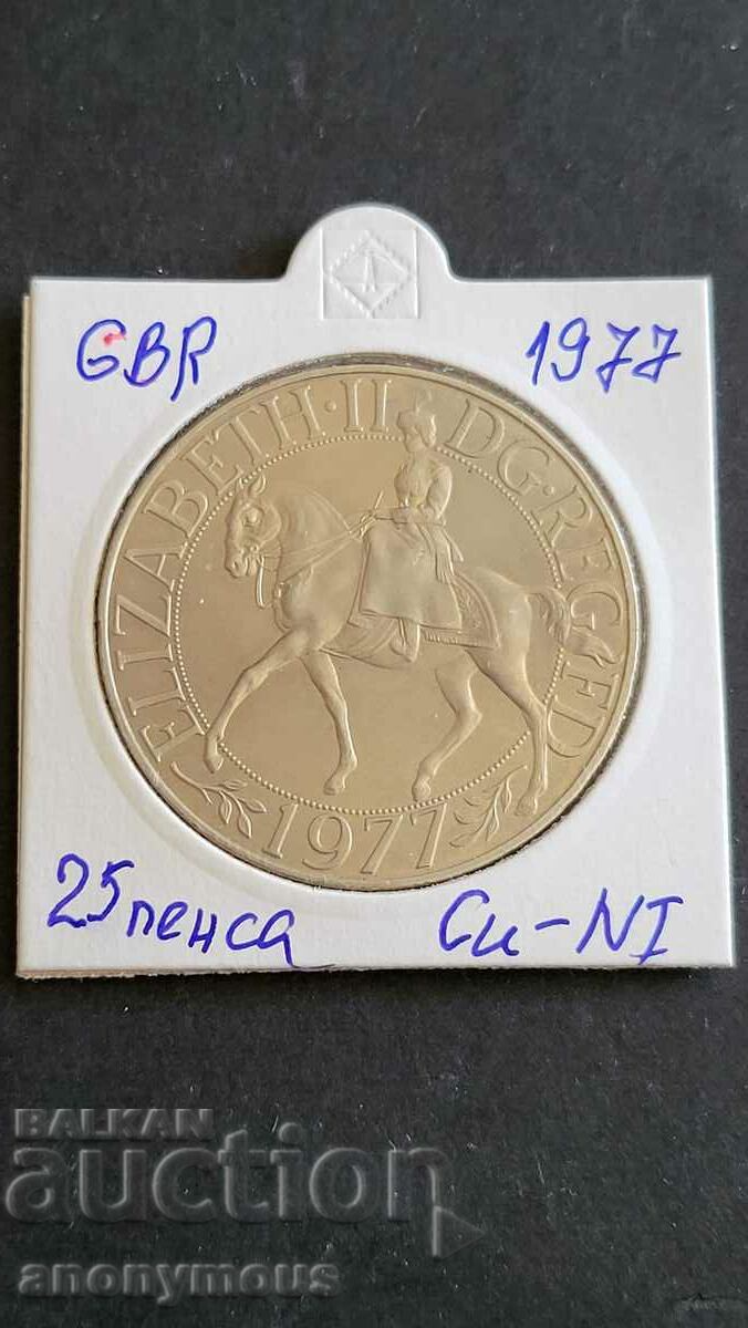 Copper Nickel Coin 1977 25 pence Great Britain Jubilee