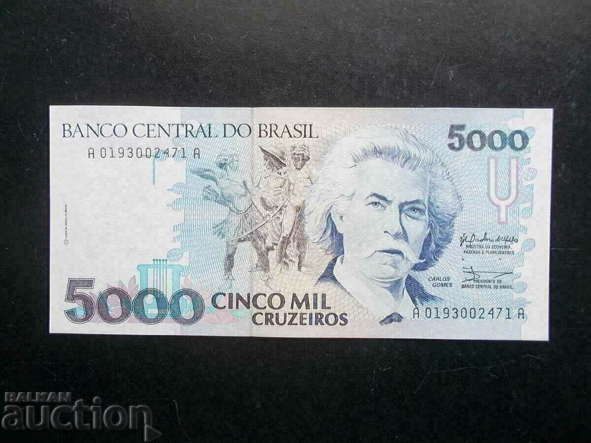 BRAZIL, 5000 cruzeiros, 1990, UNC