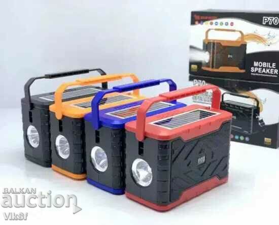 Radio/speaker/ P70 with bluetooth, lantern and solar panel with price 29.50 BGN | € 15.08