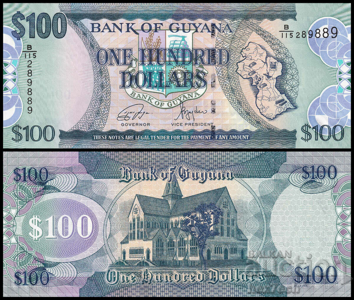 ❤️ ⭐ Guyana 2005-2022 100 USD UNC Nou ⭐ ❤️