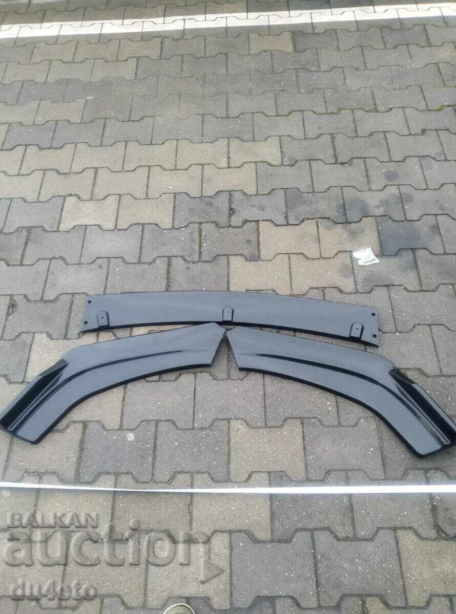 Доставка на Преден лип спойлер универсален 3 части ЧЕРЕН – нож за броня,