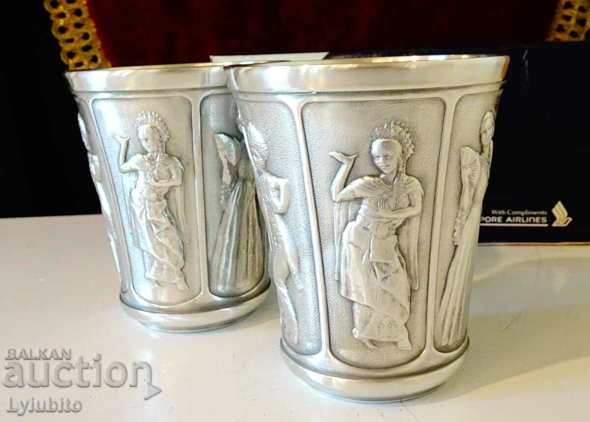 Two pewter wine goblets with beautiful dancers with price 112.00 BGN | € 57.26 Two pewter wine goblets with beautiful dancers with price 112.00 BGN | € 57.26