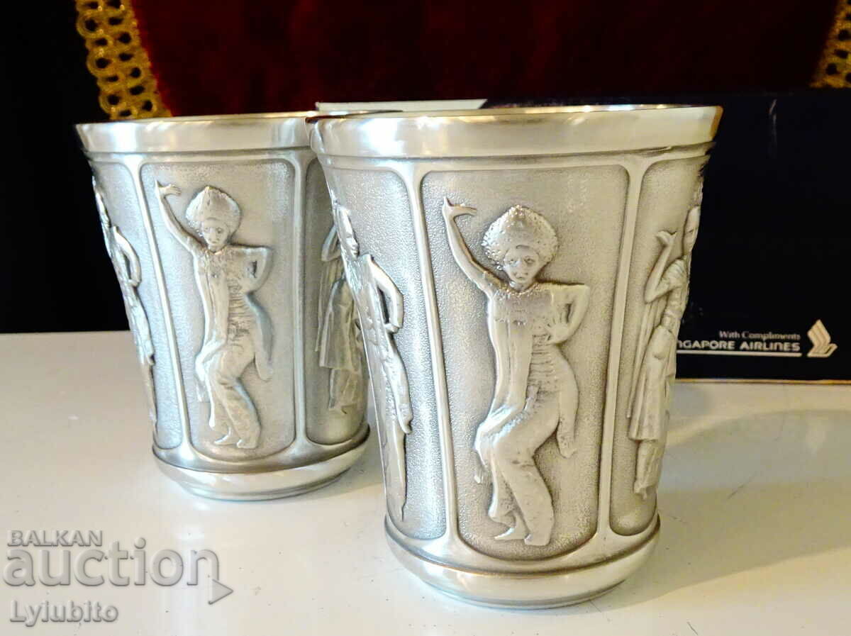 Auction Two pewter wine goblets with beautiful dancers Auction Two pewter wine goblets with beautiful dancers
