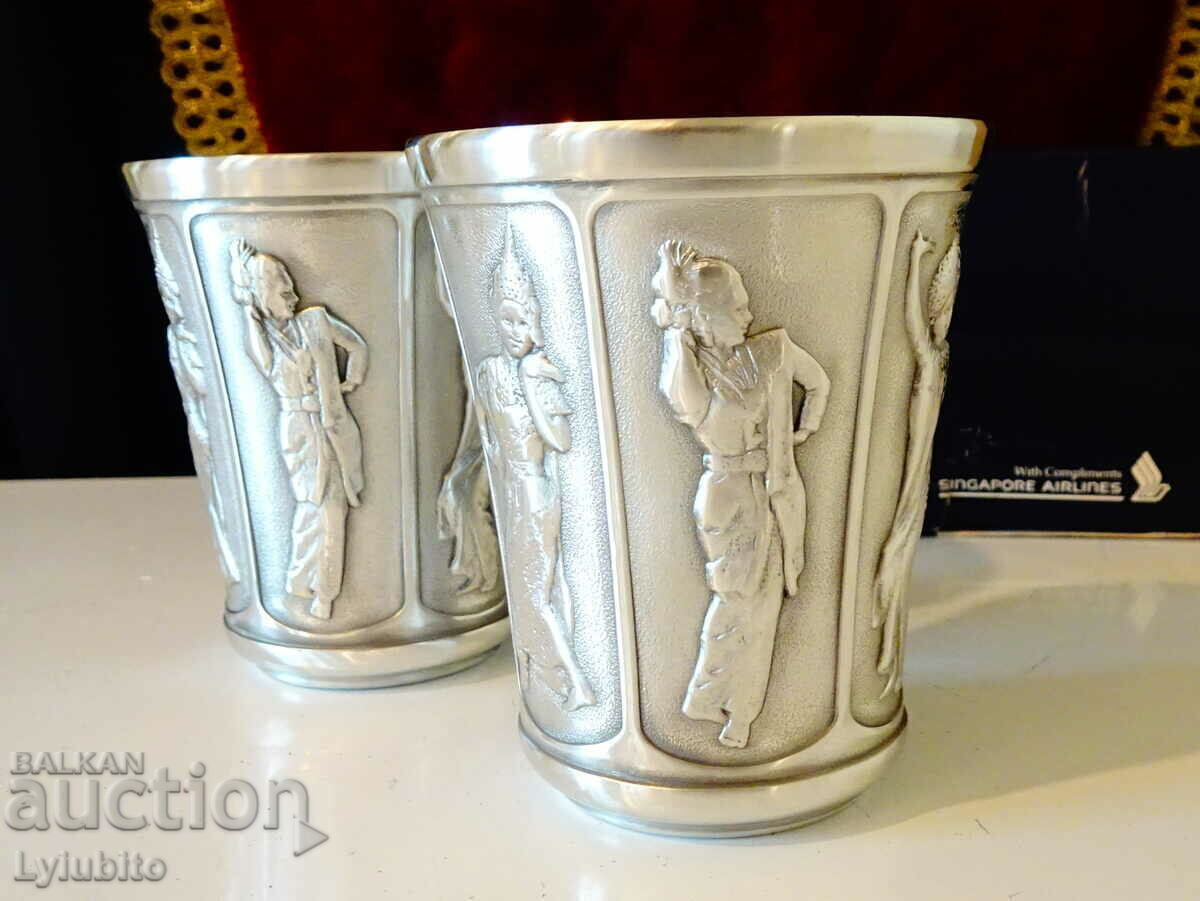 Delivery of Two pewter wine goblets with beautiful dancers Delivery of Two pewter wine goblets with beautiful dancers