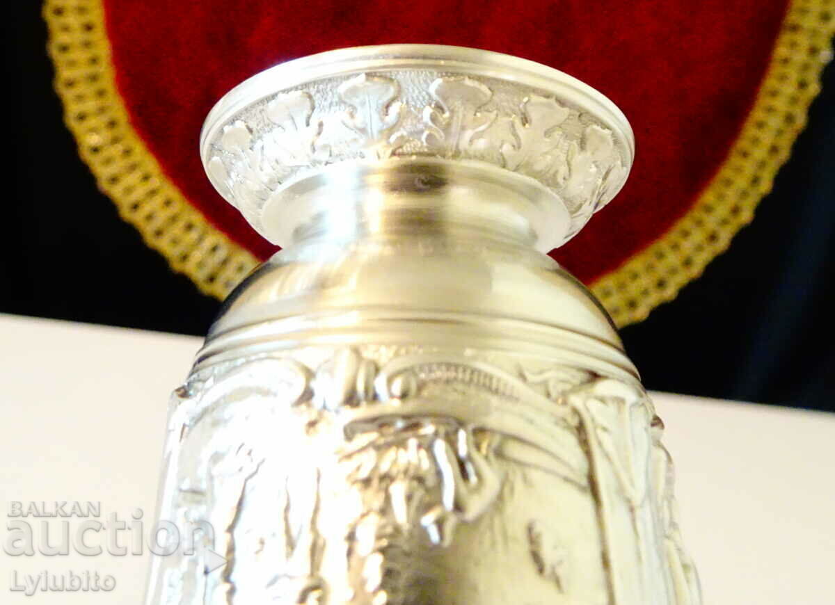 Pewter rakia cup with beautiful rural scenes - 5 Pewter rakia cup with beautiful rural scenes - 5