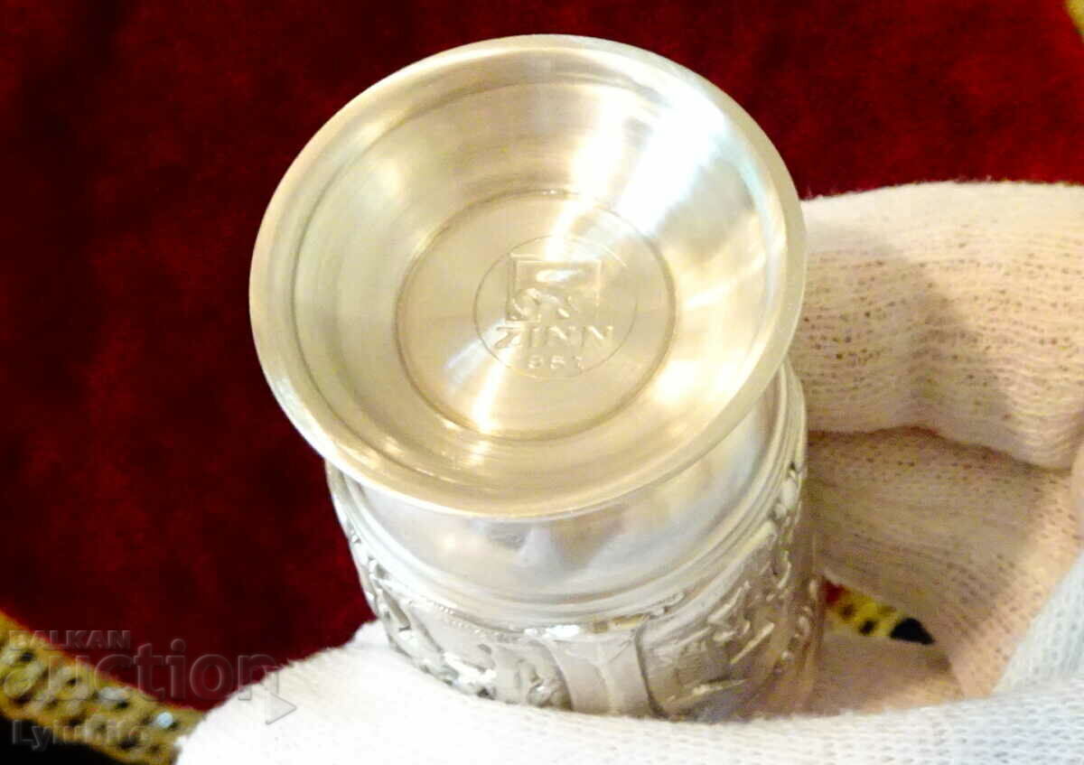 Pewter rakia cup with beautiful rural scenes - 7 Pewter rakia cup with beautiful rural scenes - 7