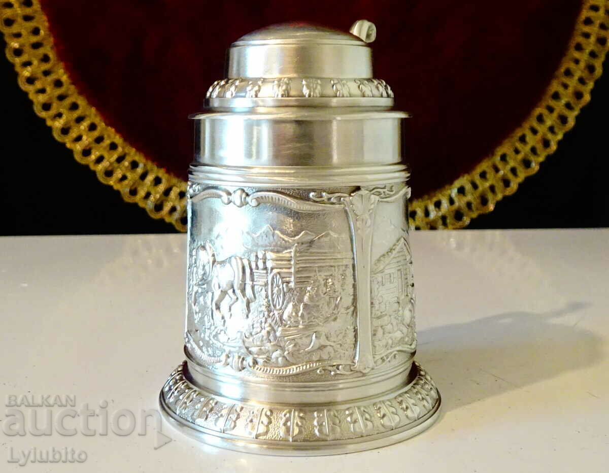 Pewter mug with beautiful rural paintings with price 59.00 BGN | € 30.17 Pewter mug with beautiful rural paintings with price 59.00 BGN | € 30.17