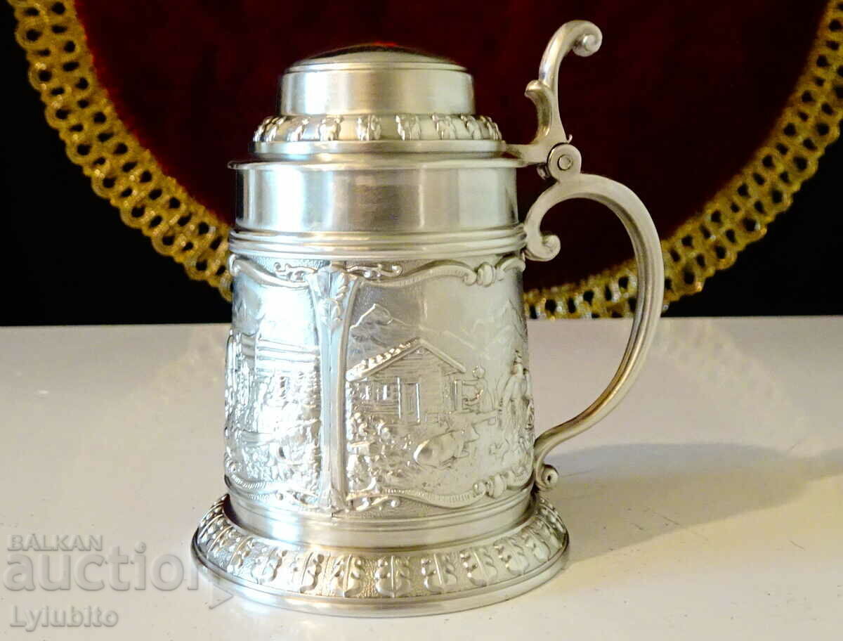 Pewter mug with beautiful rural paintings Pewter mug with beautiful rural paintings