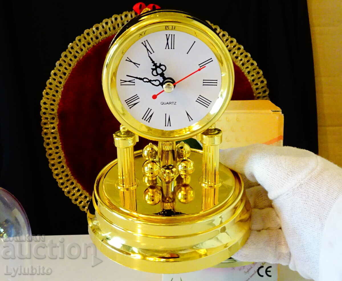 Auction New German desk clock with dome, box. Auction New German desk clock with dome, box.