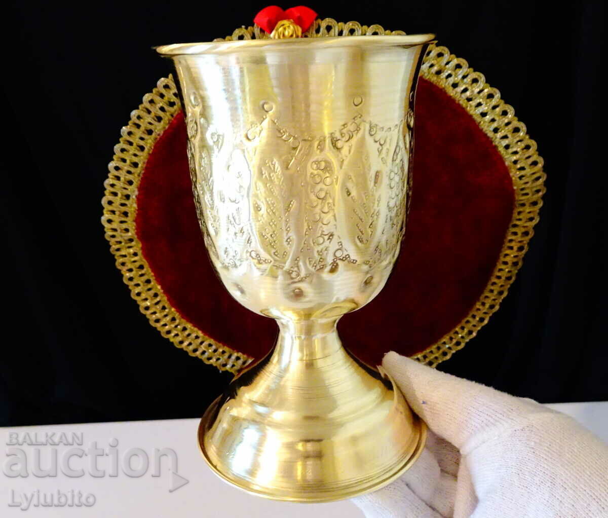 Persian bronze wine goblet with double walls with price 129.00 BGN | € 65.96