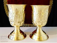 Persian double-bottomed and walled brass cups.