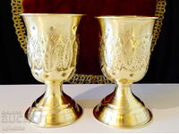 Persian double-bottomed and walled brass cups.