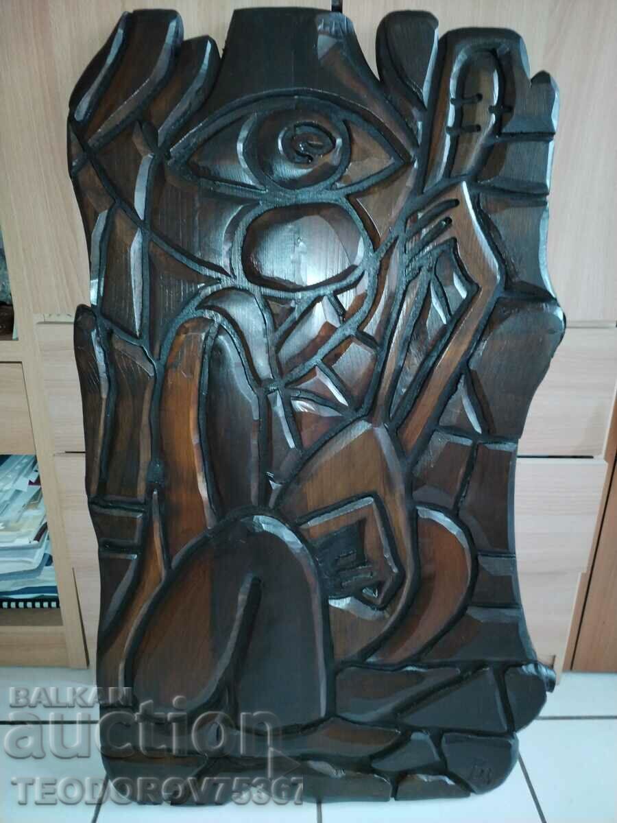 Panel woodcut "Musician"