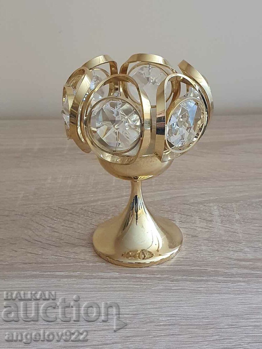 Beautiful bronze candle holder with crystals