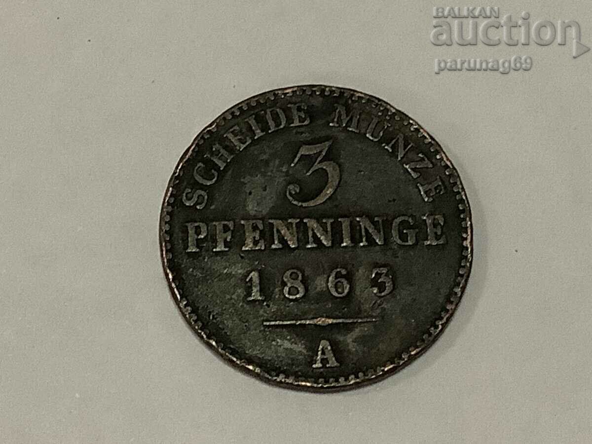 Γερμανία - Πρωσία 3 pfennig 1863 έτος Α