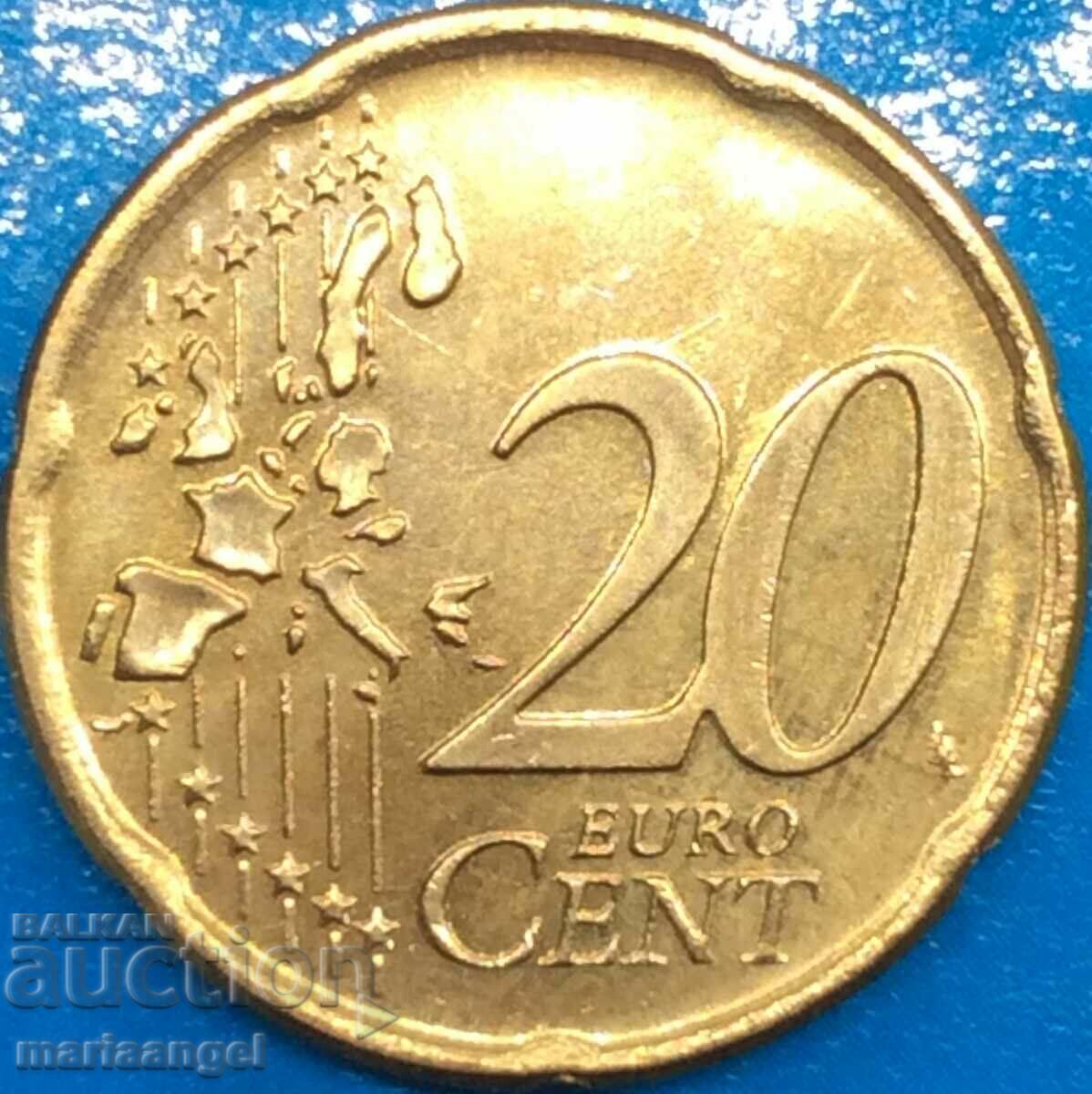 20 евро цента 2002 Ирландия UNC PROOF месинг