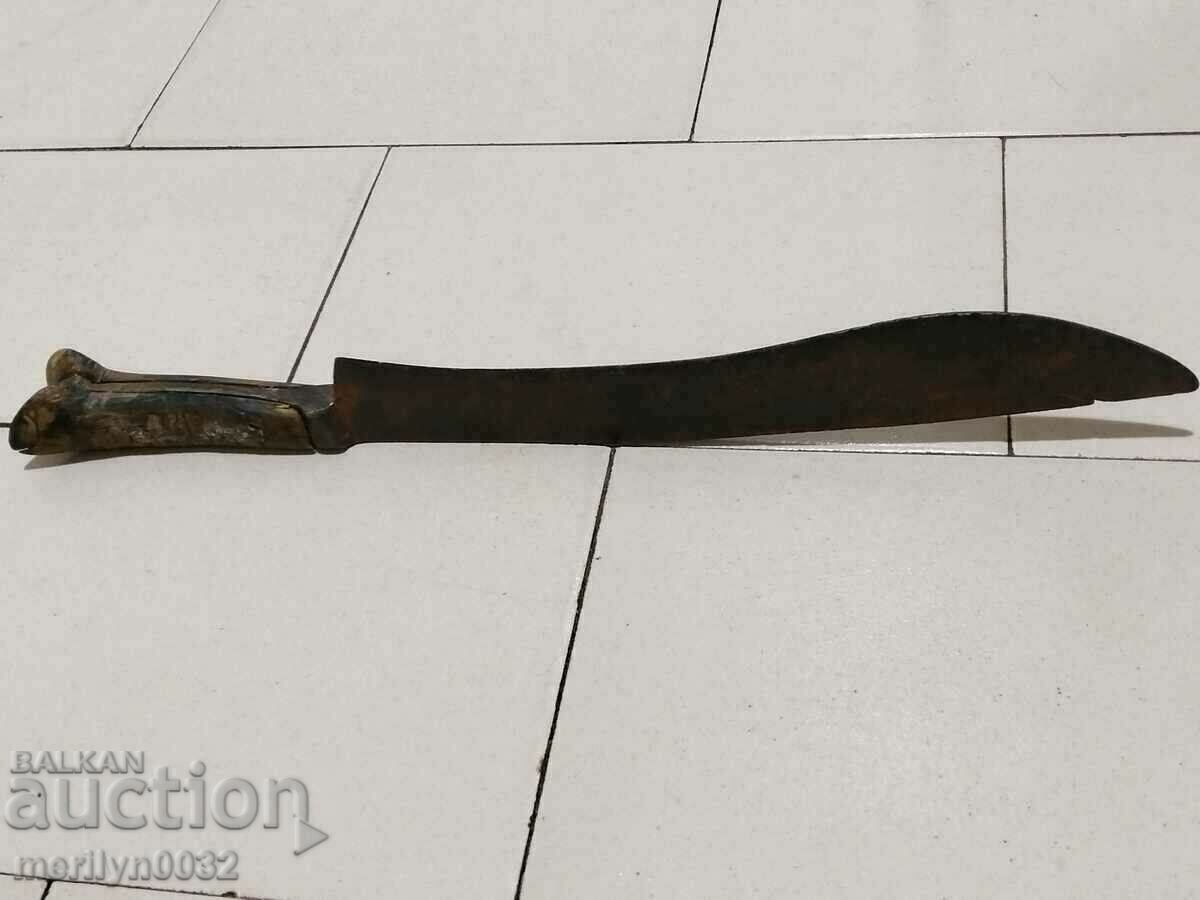 Delivery of Buffalo knife with charred buffalo horn karakulak 180 years old