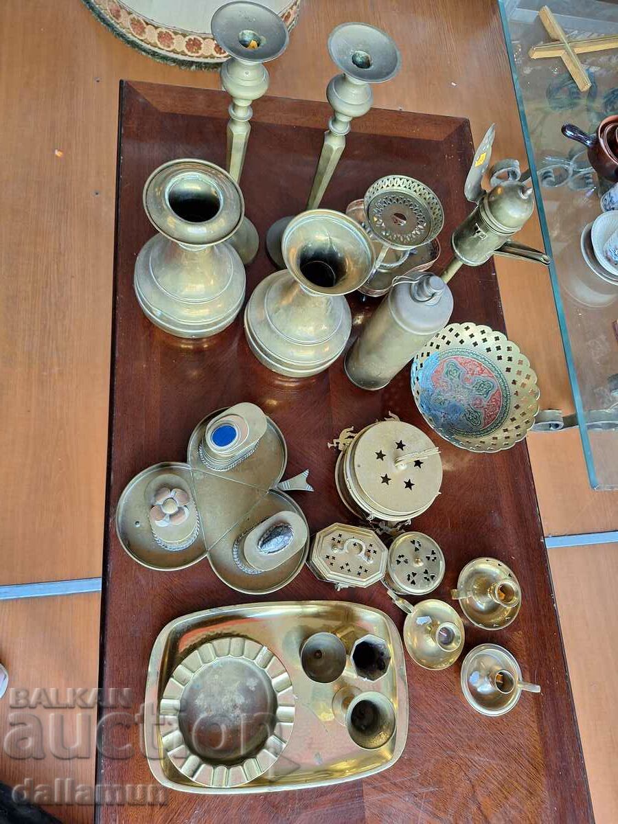 Set of old brass memorabilia