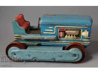 Old Czech metal mechanical toy tractor model