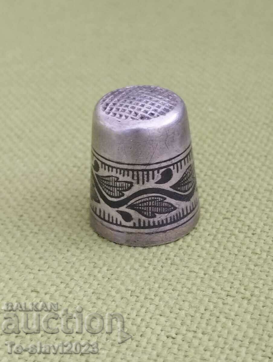 Old Russian silver thimble - niello