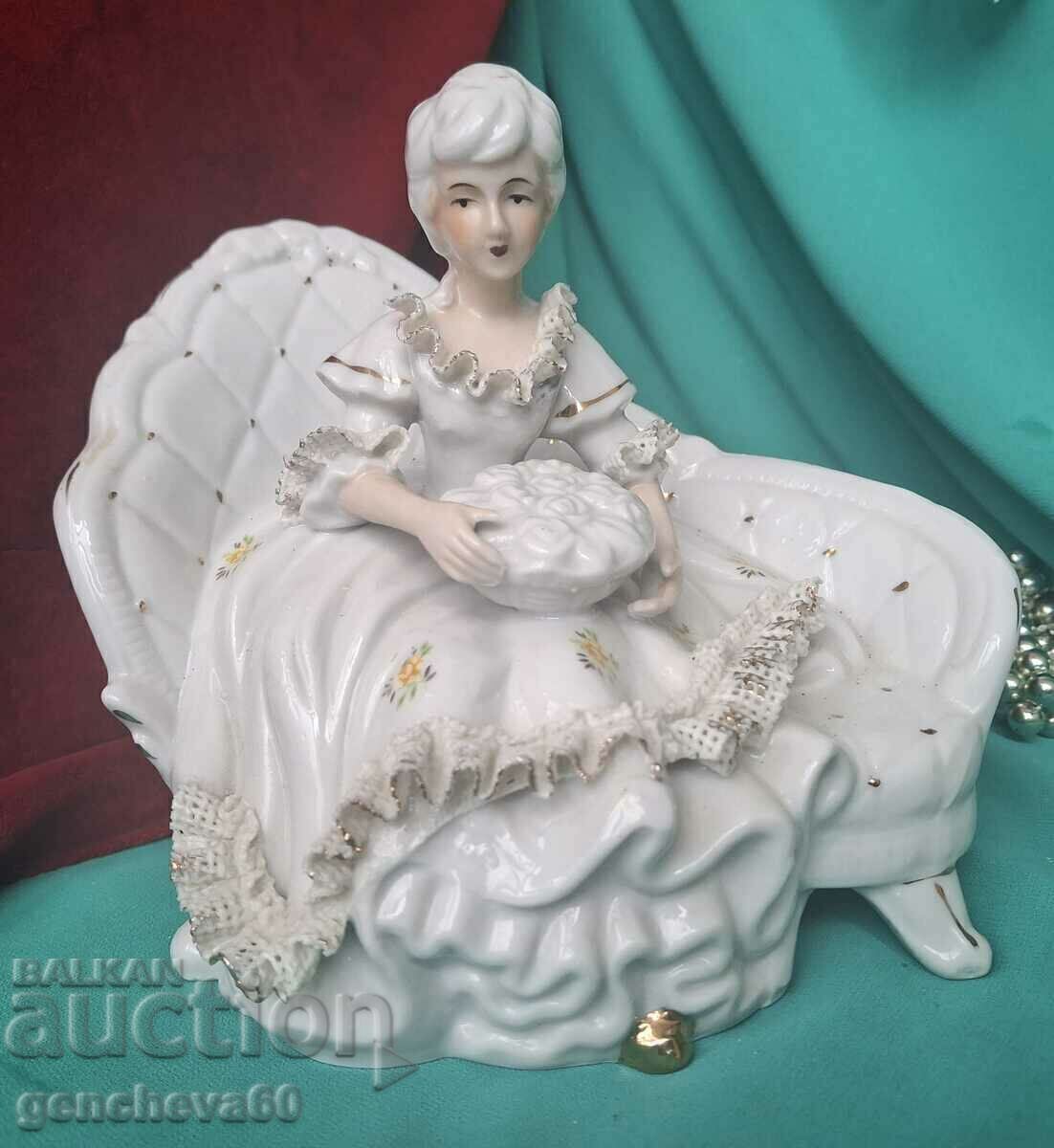 Porcelain Victorian figurine, "Lady on the Couch" with price 60.00 BGN | € 30.68 Porcelain Victorian figurine, "Lady on the Couch" with price 60.00 BGN | € 30.68