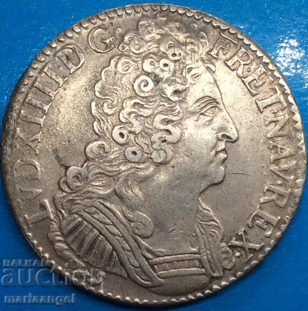 France ECU 1709 B - 3 Crowns Louis XIV Silver - Quality!