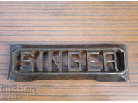 old vintage solid cast iron plate emblem SINGER singer