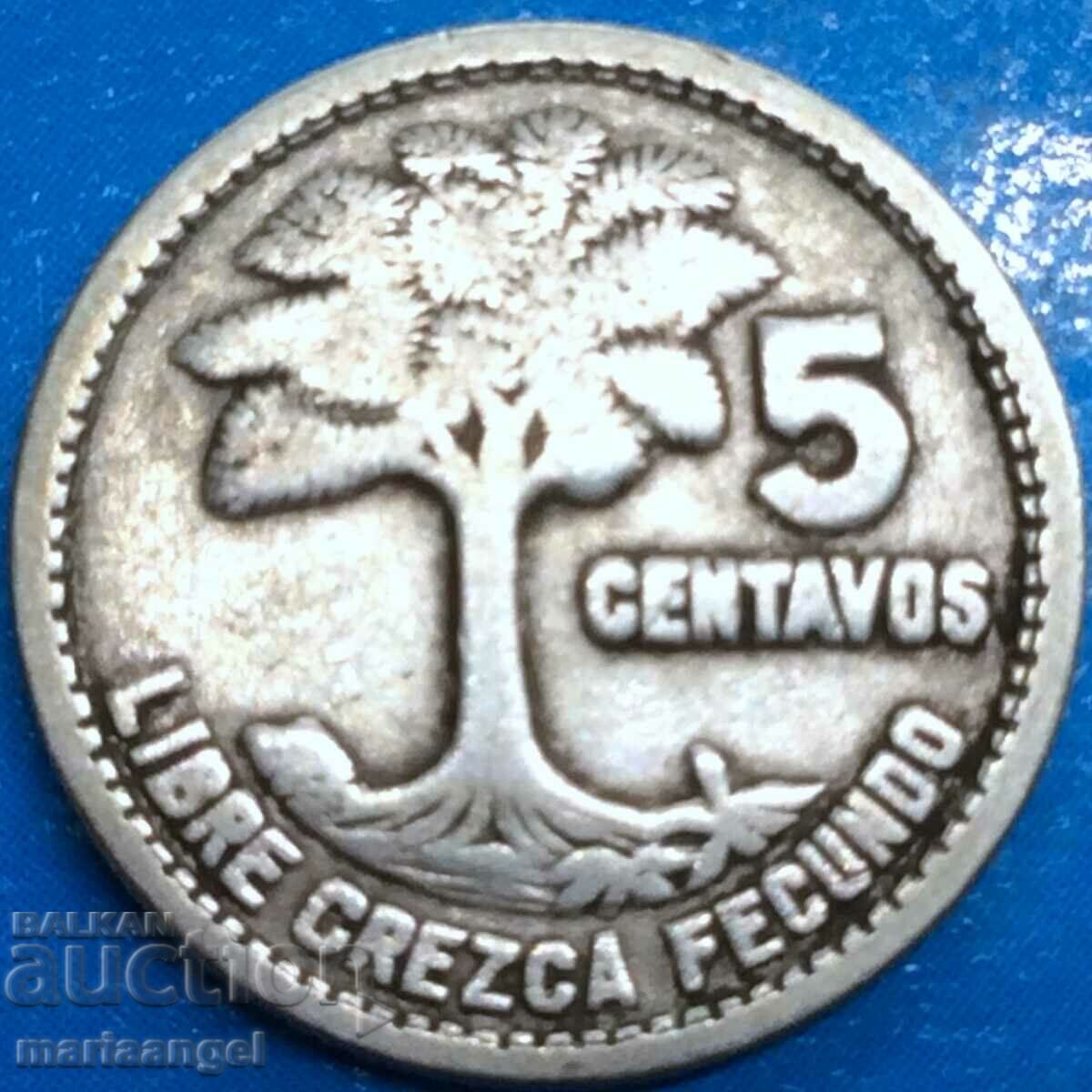 Guatemala 1955 5 cent centavos silver - quite rare