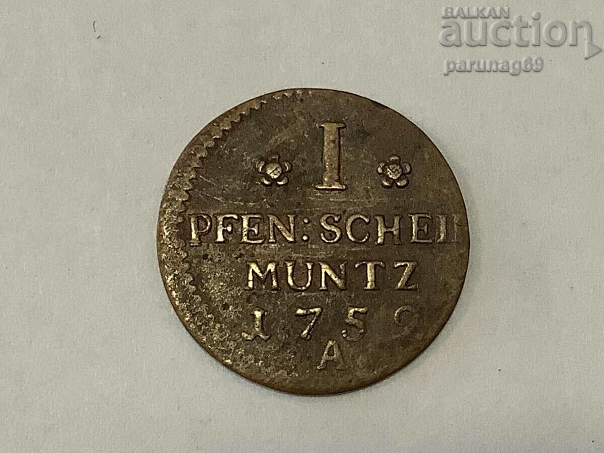 Germania - Regatul Prusiei 1 Pfennig 1752