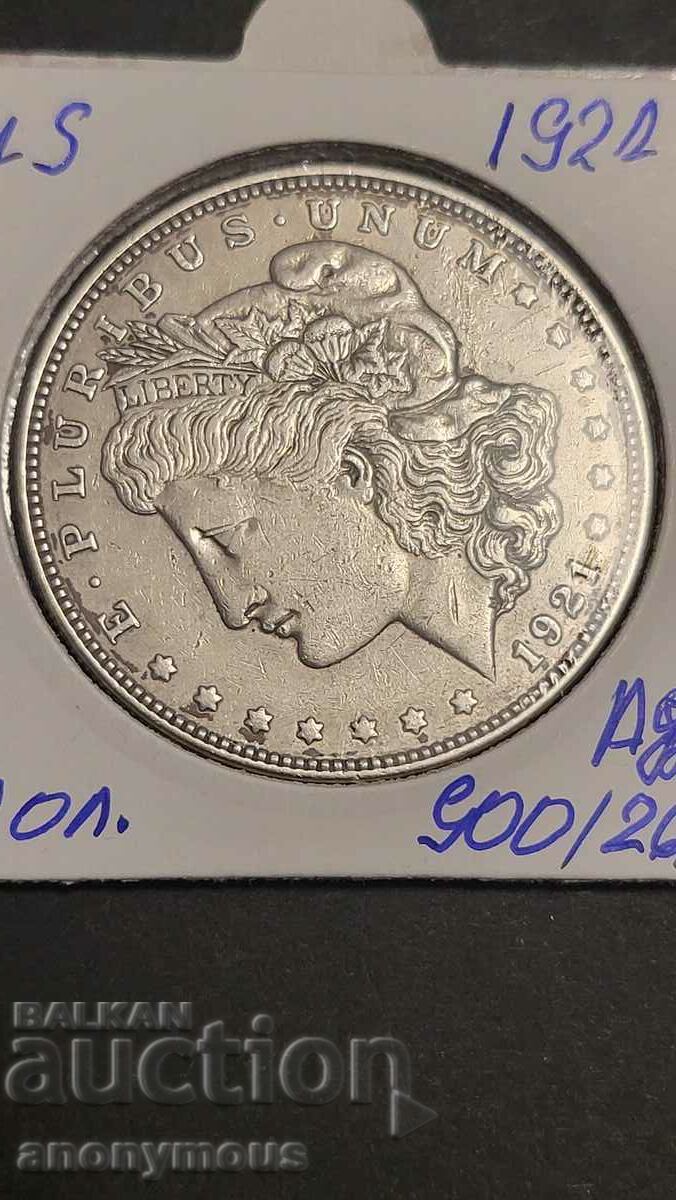 Monedă de argint de 1 dolar 1921 Morgan Dollar SUA