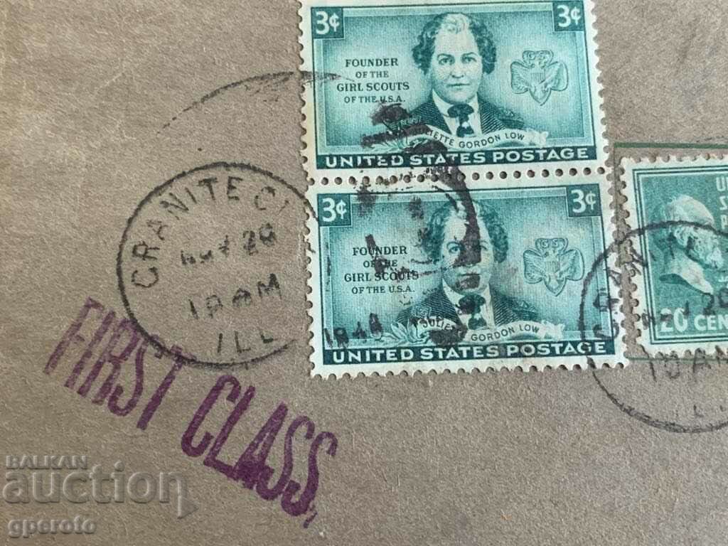 Παράδοση Παλιός Ταξιδευμένος Φάκελος - Ηνωμένες Πολιτείες Αμερικής