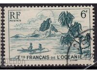 Oceania Franceză-1948-Regular-Barcă pe Bora-Bora, ștampilă