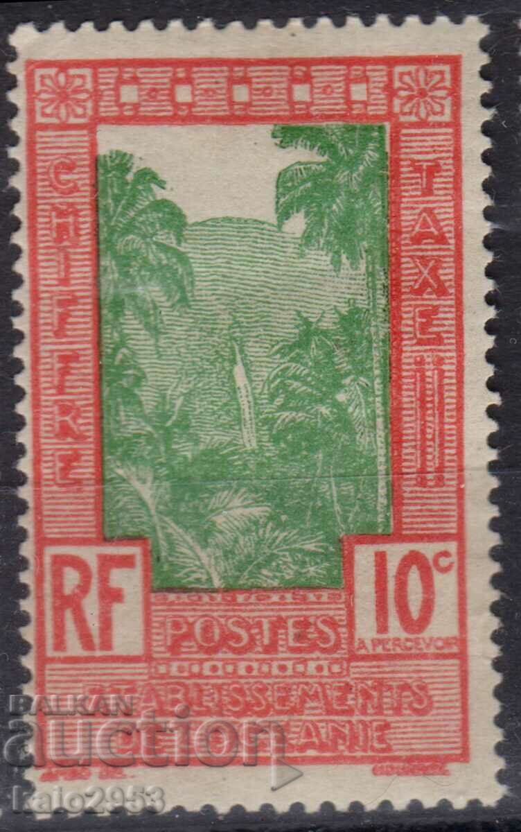 French Oceania-1929-Surcharge-Waterfall,MLH