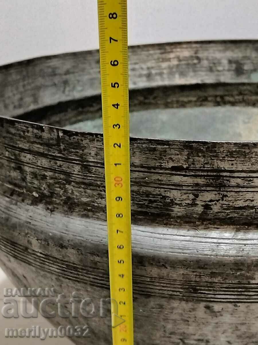 Old font 48/32 cm for water baptism copper cauldron vessel cup - 7 Old font 48/32 cm for water baptism copper cauldron vessel cup - 7
