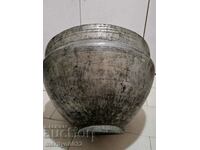 Old font 48/32 cm for water baptism copper cauldron vessel cup