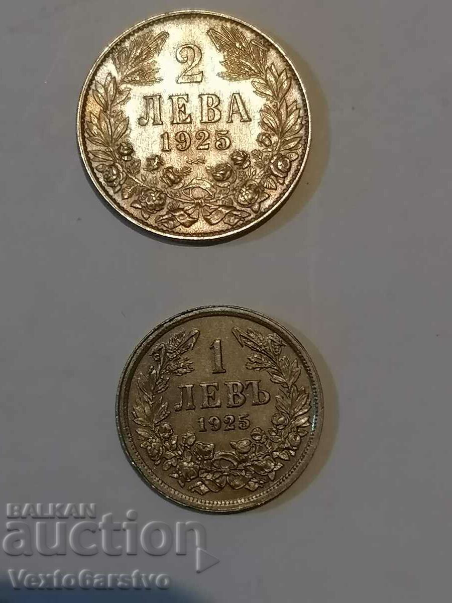 Coins-coins-2 and 1 BGN 1925. - BZC.