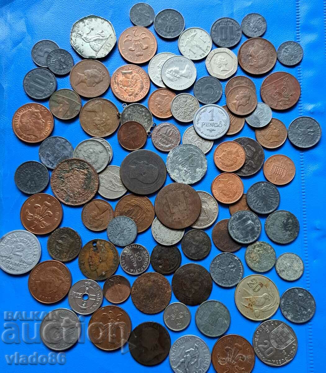 Lot of old Bulgarian and foreign coins