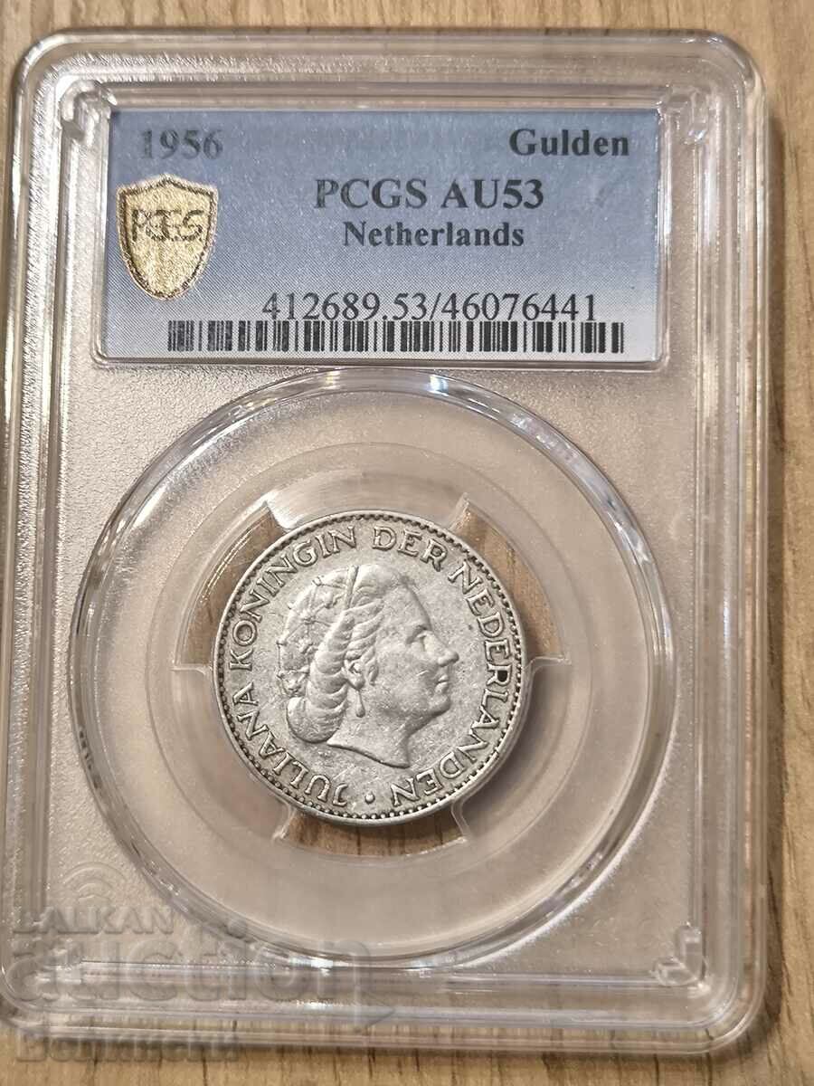 Moneda de argint PCGS 1 gulden Țările de Jos 1956