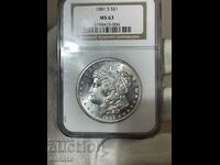 Morgan Dollar 1881 MS63 NGC