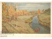 Old card - art - Levitan, Golden Autumn